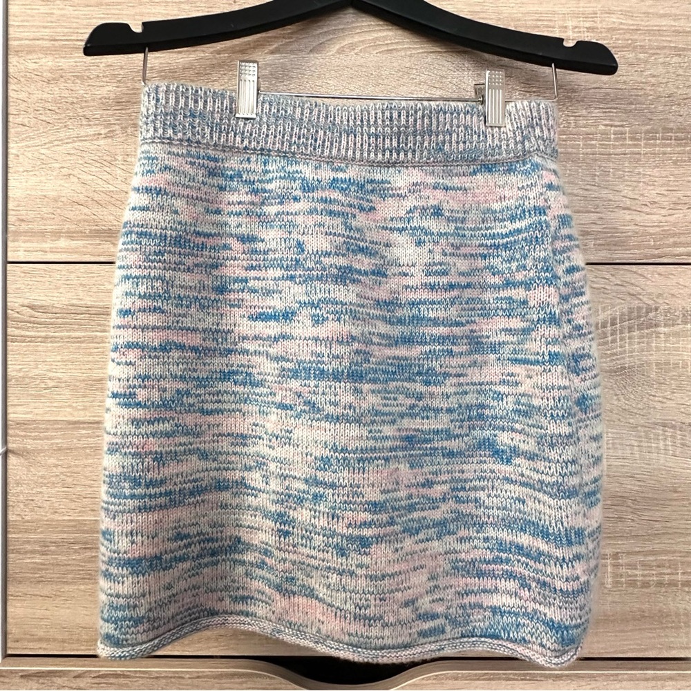 The Elder Statesman Blue and Pink Cashmere Knit Mini Skirt medium